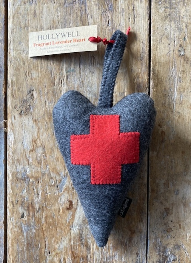 Dark Grey & Red Lavender Heart