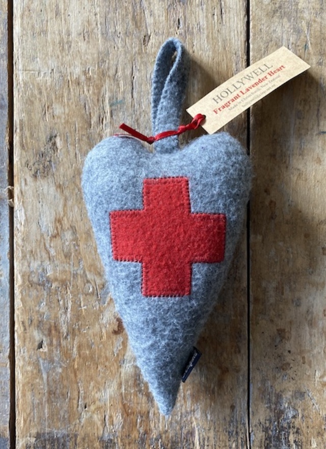 Light Grey & Red Lavender Heart