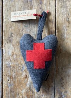 Dark Grey & Red Lavender Heart