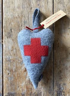 Light Grey & Red Lavender Heart
